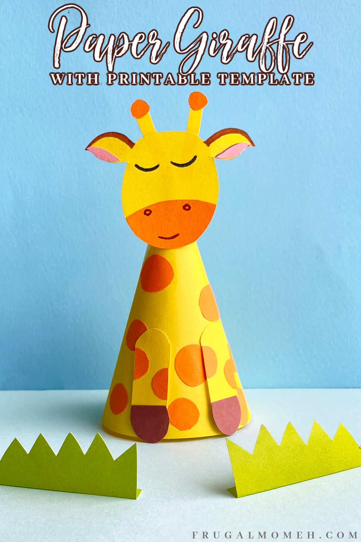 This fun paper giraffe craft for kids includes a free printable template that makes it easy to create a cone-shaped giraffe that stands tall!
