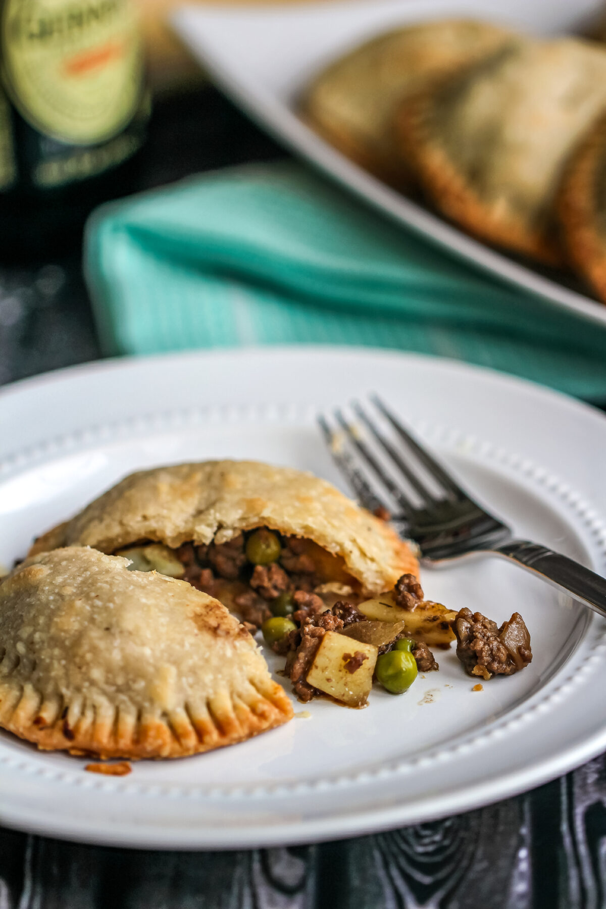 These savory beef & stout hand pies are perfect for St. Patrick's day. Filled with a rich beef & Guinness filling, they're sure to satisfy!