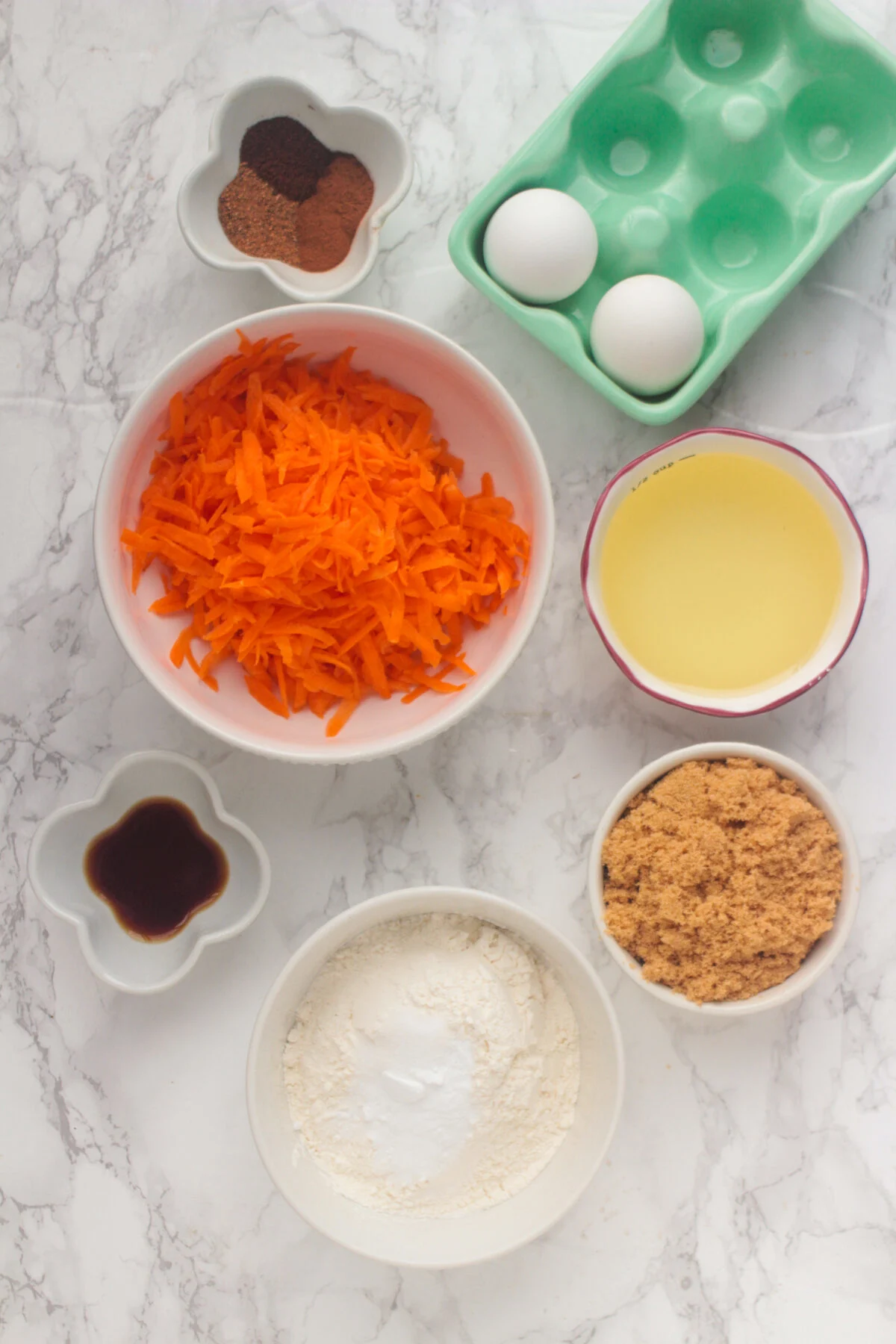 Ingredients for carrot cake cupcakes