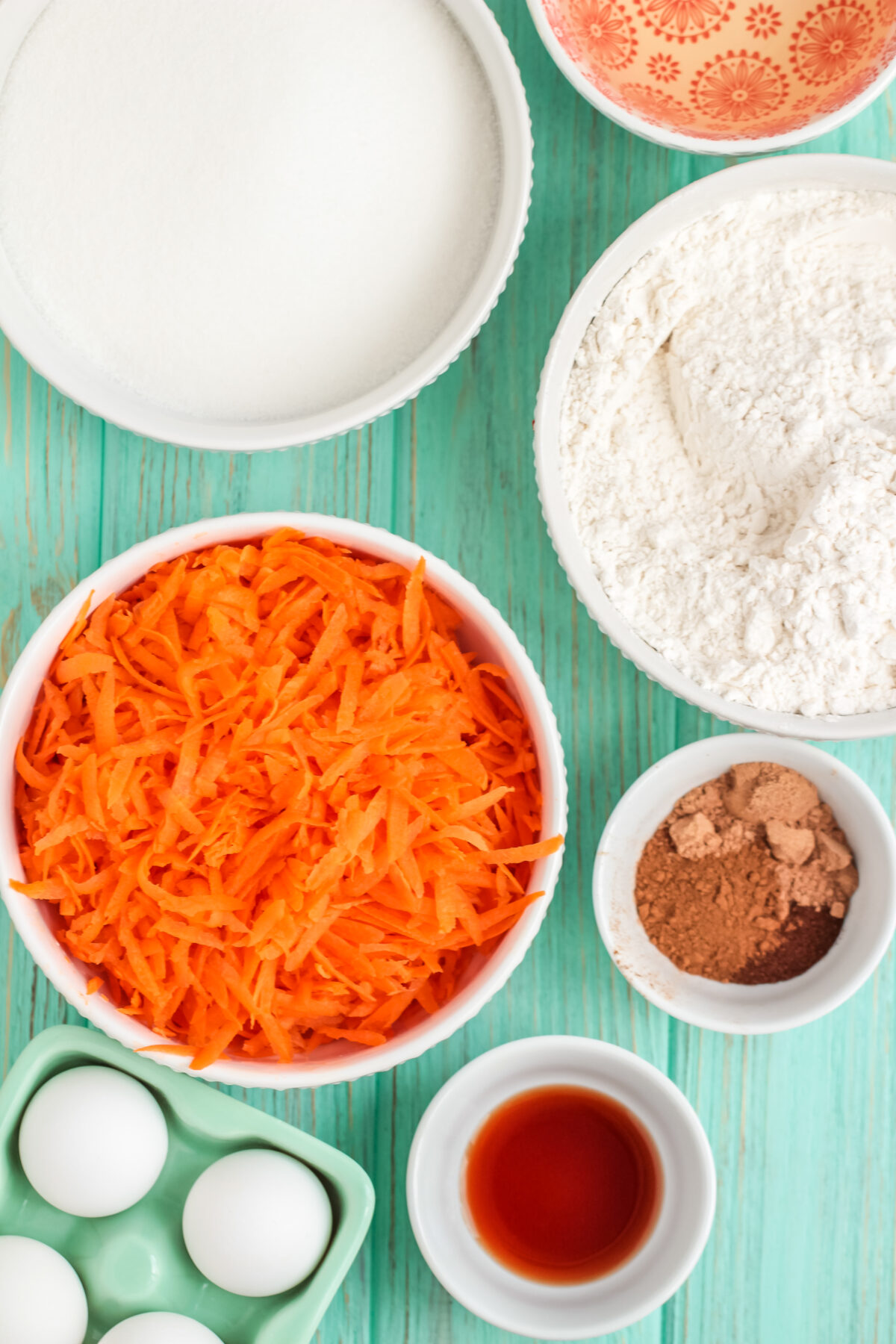 Ingredients for the carrot cake.