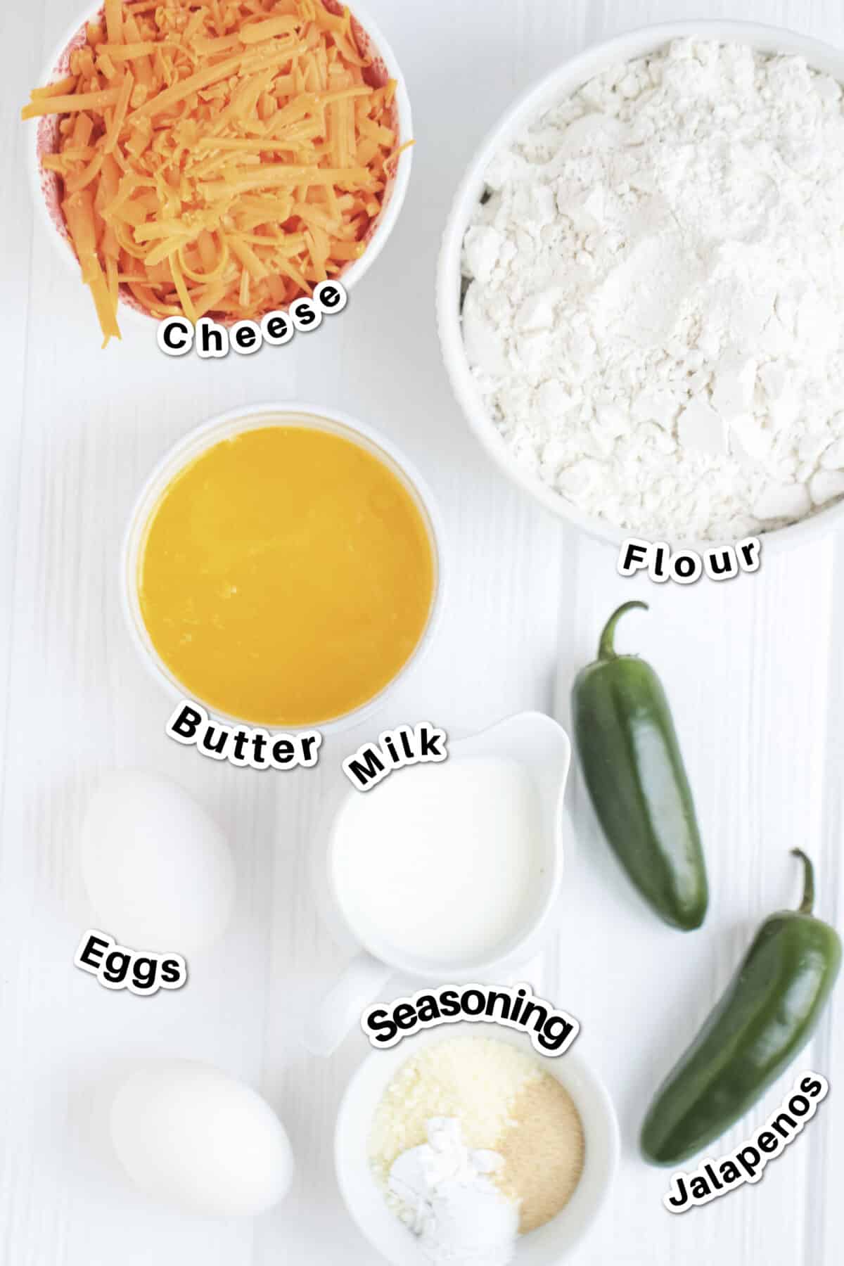Ingredients for Jalapeno cheddar bread.