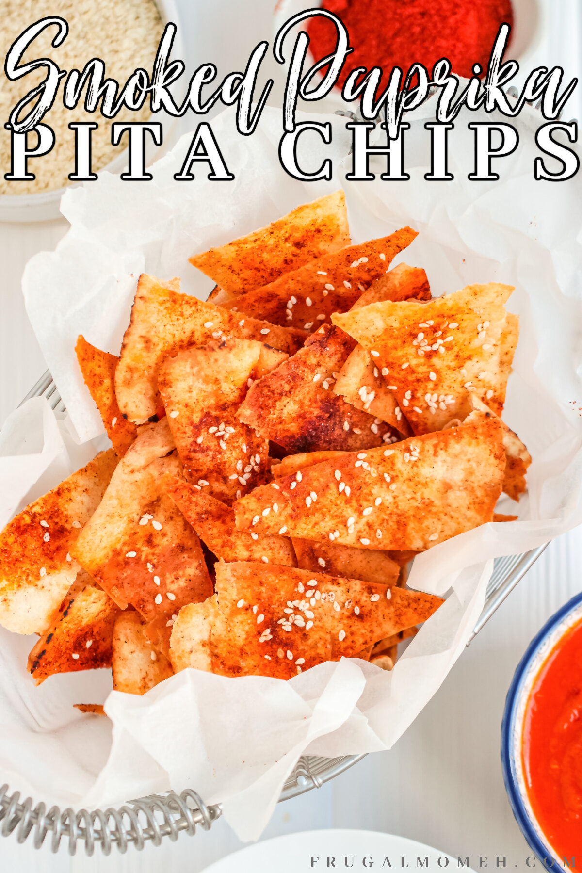 Looking for a delicious and easy pita chip recipe? Look no further than these homemade smoked paprika pita chips with sesame seeds!