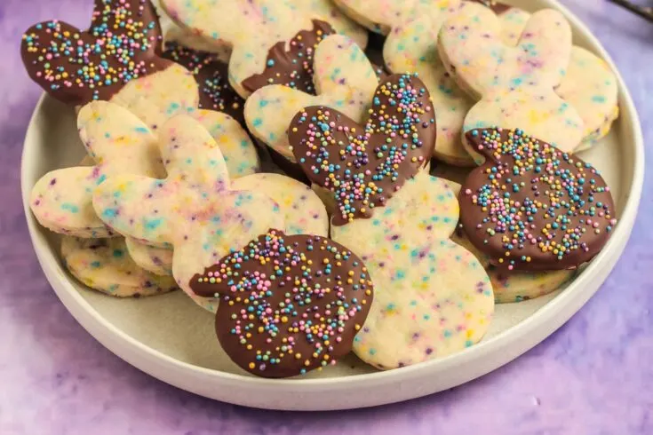 Chocolate Dipped Easter Bunny Sugar Cookies