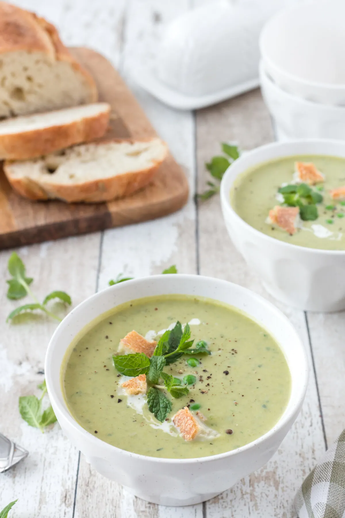 Looking for a delicious and easy to make Fresh Pea Soup Recipe? This creamy soup can be made in the Instant Pot or on the stove top.