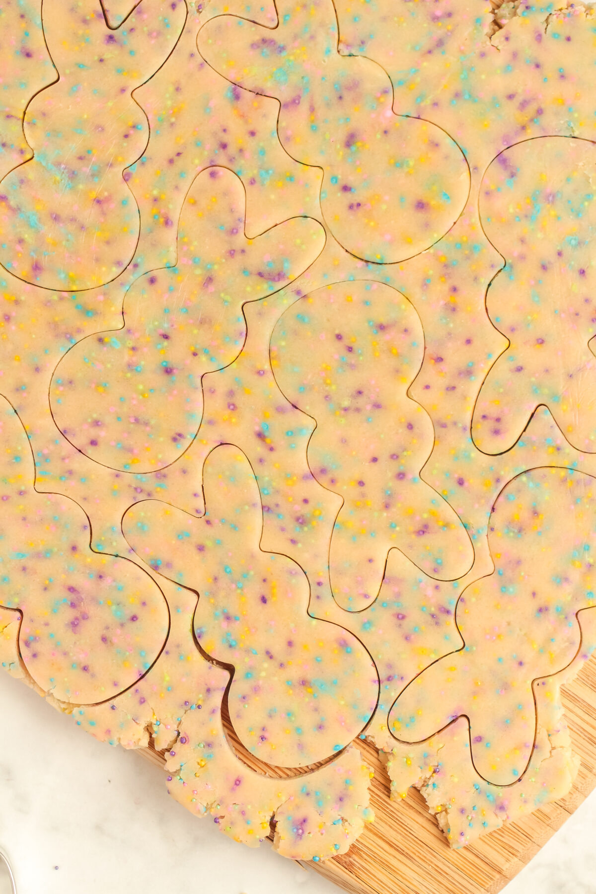 Cut out cookies from dough.