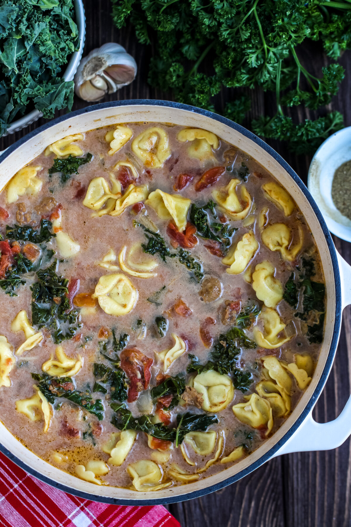 This easy Tortellini Soup with Italian Sausage and Kale recipe is the perfect weeknight meal! It is a hearty soup that is packed with flavour.