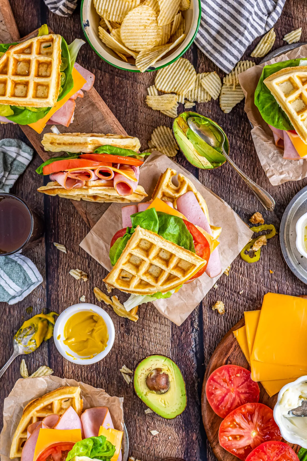 Upgrade your lunch with these ham and cheese waffle sandwiches featuring fluffy homemade waffles with perfectly crisp edges.