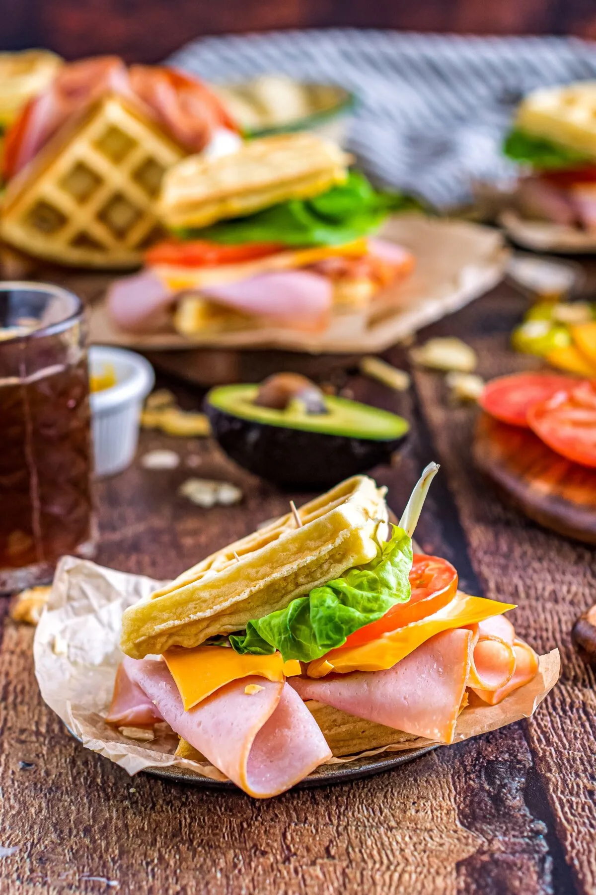 Upgrade your lunch with these ham and cheese waffle sandwiches featuring fluffy homemade waffles with perfectly crisp edges.