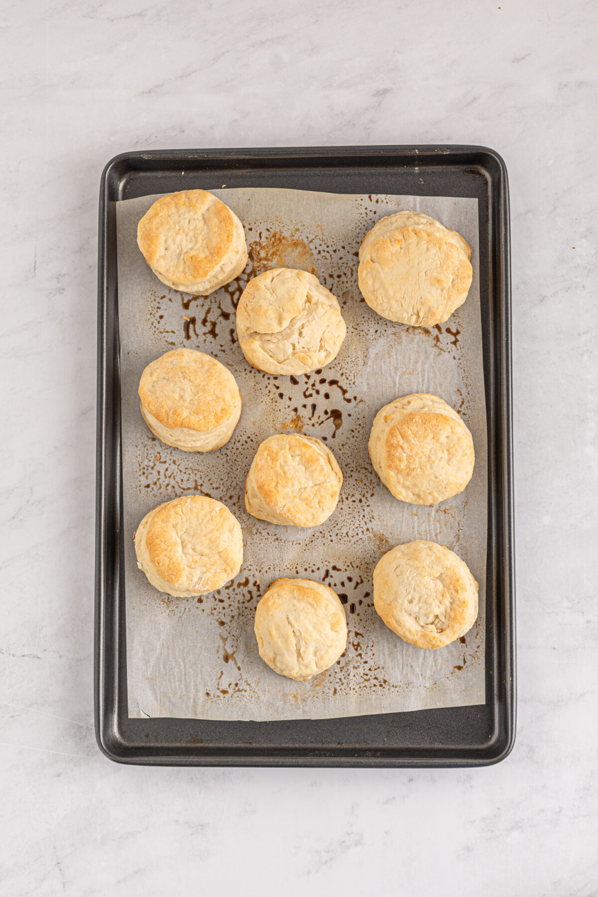 Baked, biscuits on the baking sheet.