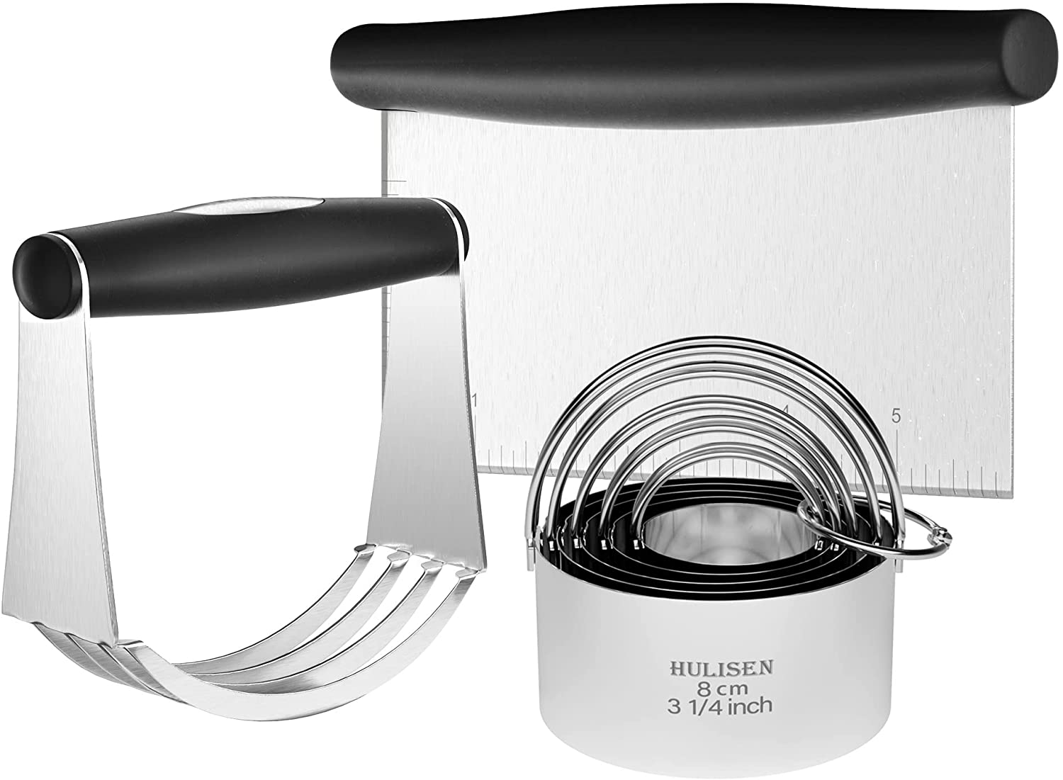 Stainless Steel Pastry Scraper, Dough Blender & Biscuit Cutter Set
