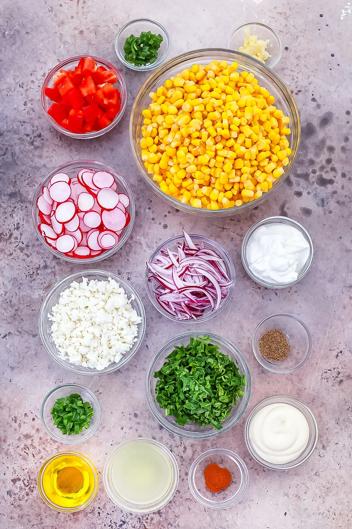 Ingredients for the Mexican Street Corn Salad