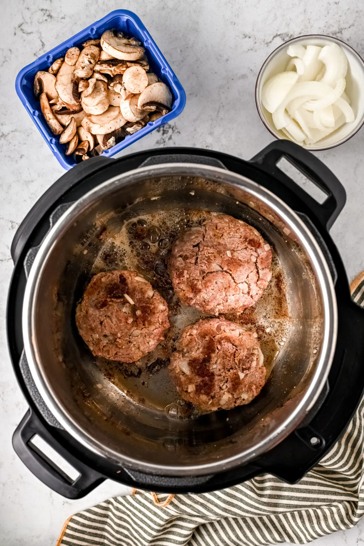 Cooked patties in the instant pot.