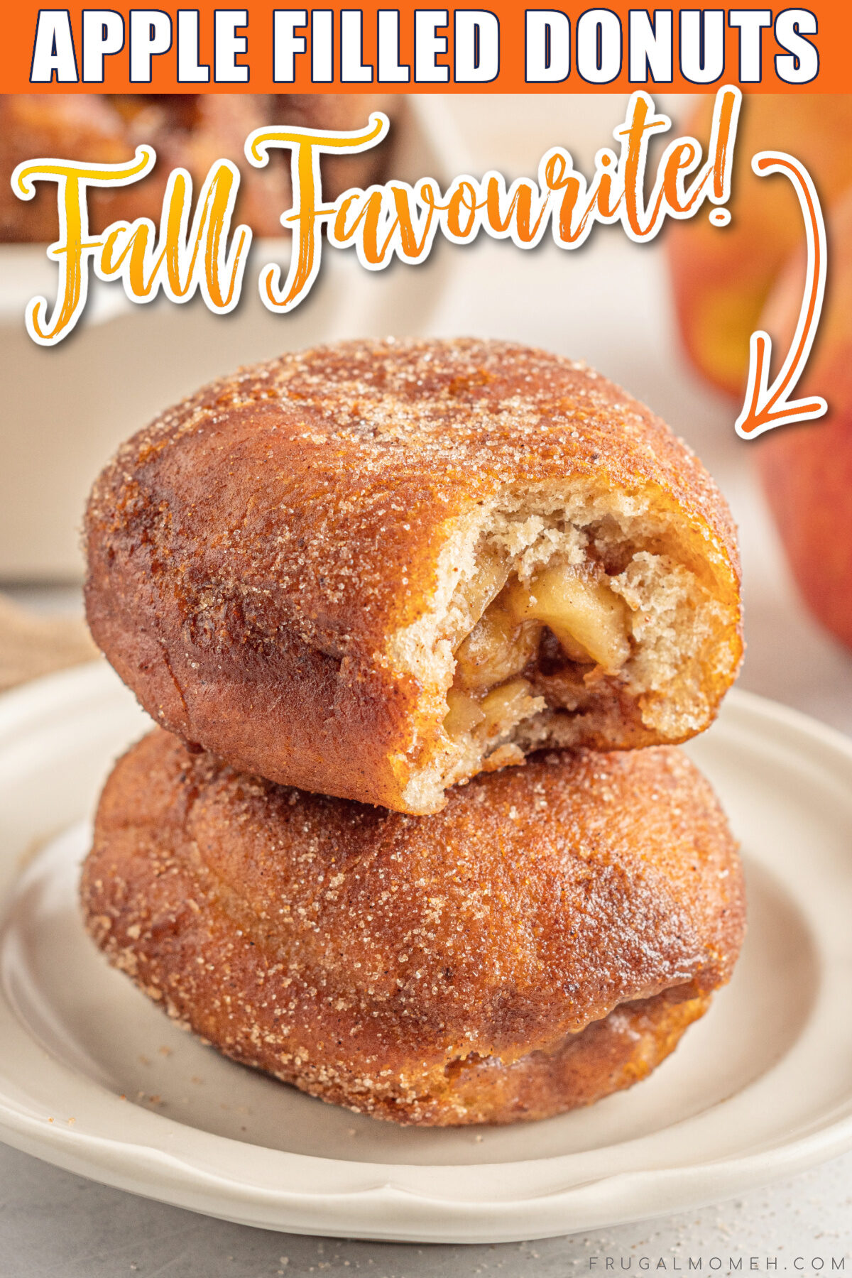 Inspired by classic apple pie, these apple filled donuts are fried to golden perfection and tossed in cinnamon sugar for a sweet finish.