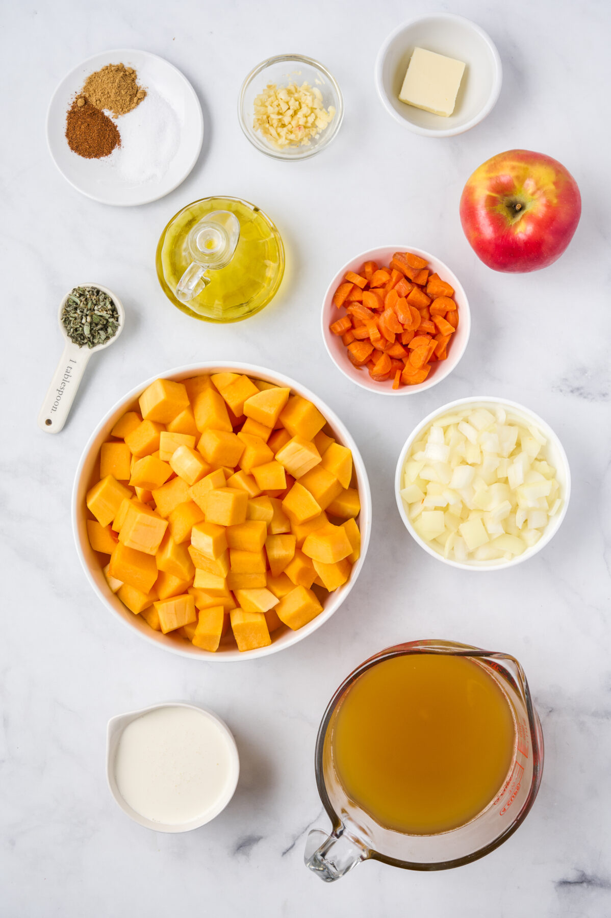 About the Ingredients for Apple Butternut Squash Soup.