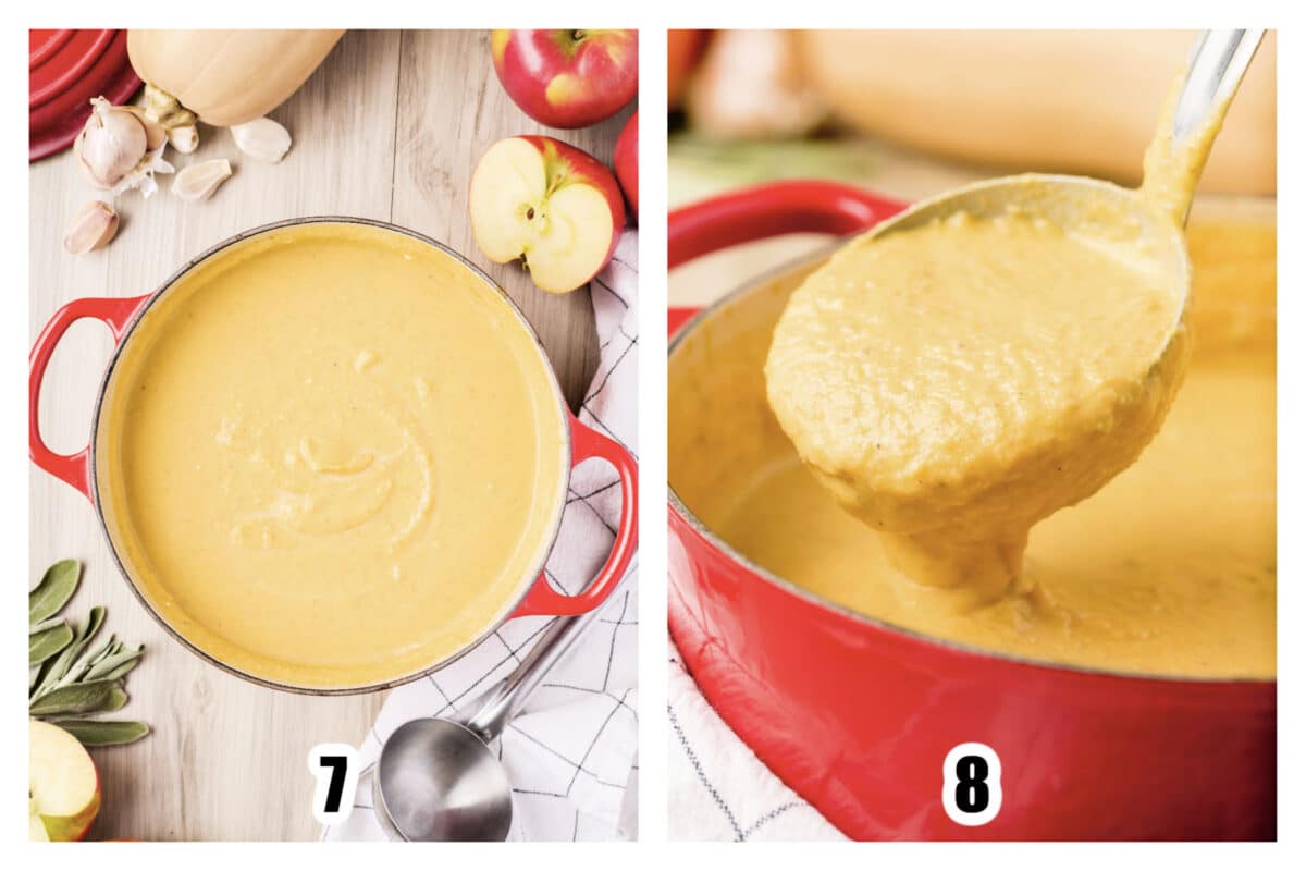 Images 7 and 8 - Finished soup in the dutch oven ready to serve.