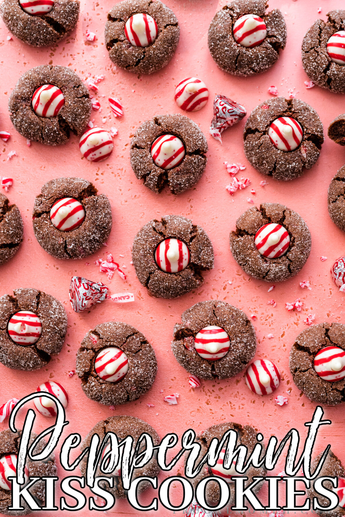 These delicious chocolate peppermint kiss cookies are a perfect addition to your holiday cookie tray. They are easy to make and festive!