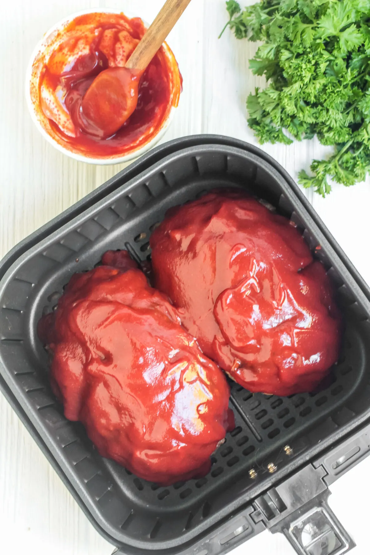 Meatloaves covered generously in the glaze.