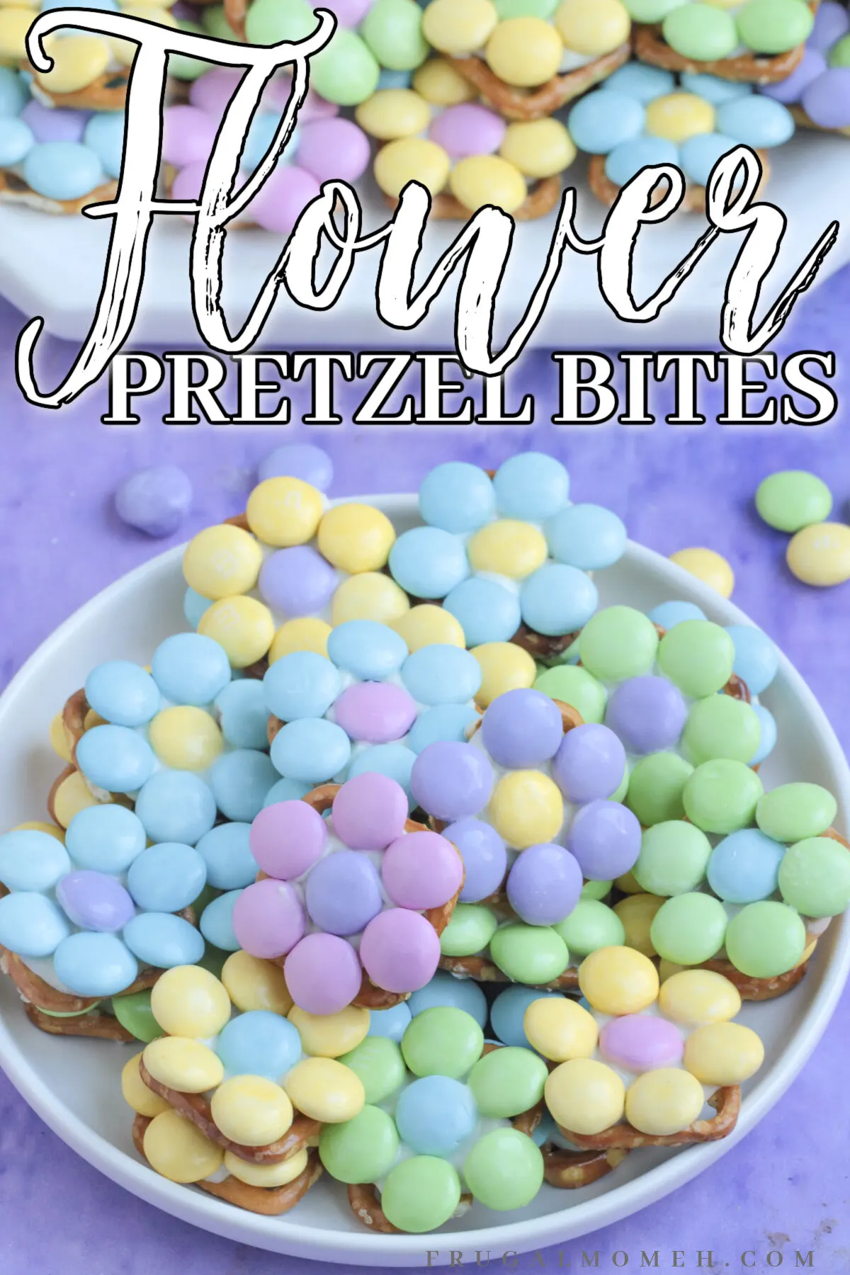 Make spring entertaining special with these easy and delicious flower pretzel bites. These sweet and salty treats are perfect for sharing!