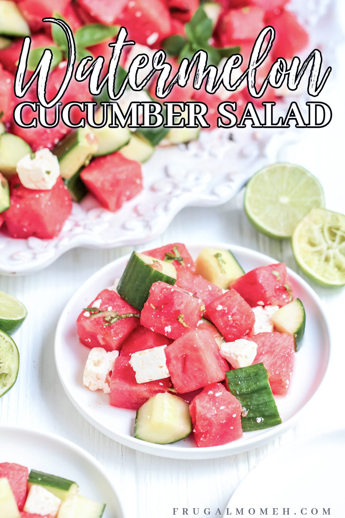 If you're looking for a refreshing summer salad, try this tasty Watermelon Cucumber Salad with feta cheese, mint and basil.