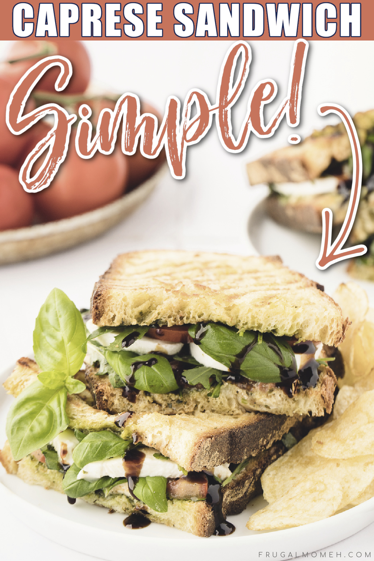 Make a delicious lunch in no time with this quick and easy caprese sandwich recipe featuring Pesto, fresh mozzarella, tomato, and basil.
