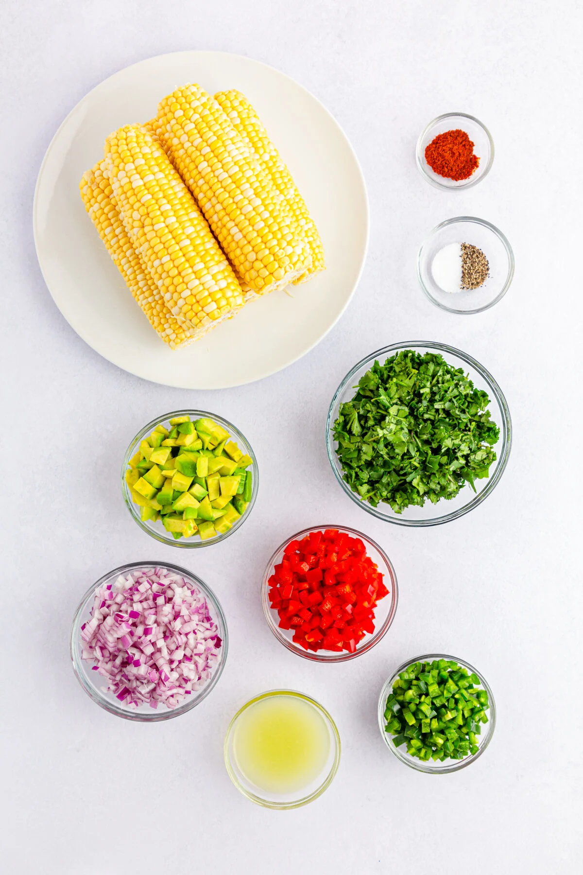 Ingredients for homemade corn salsa.