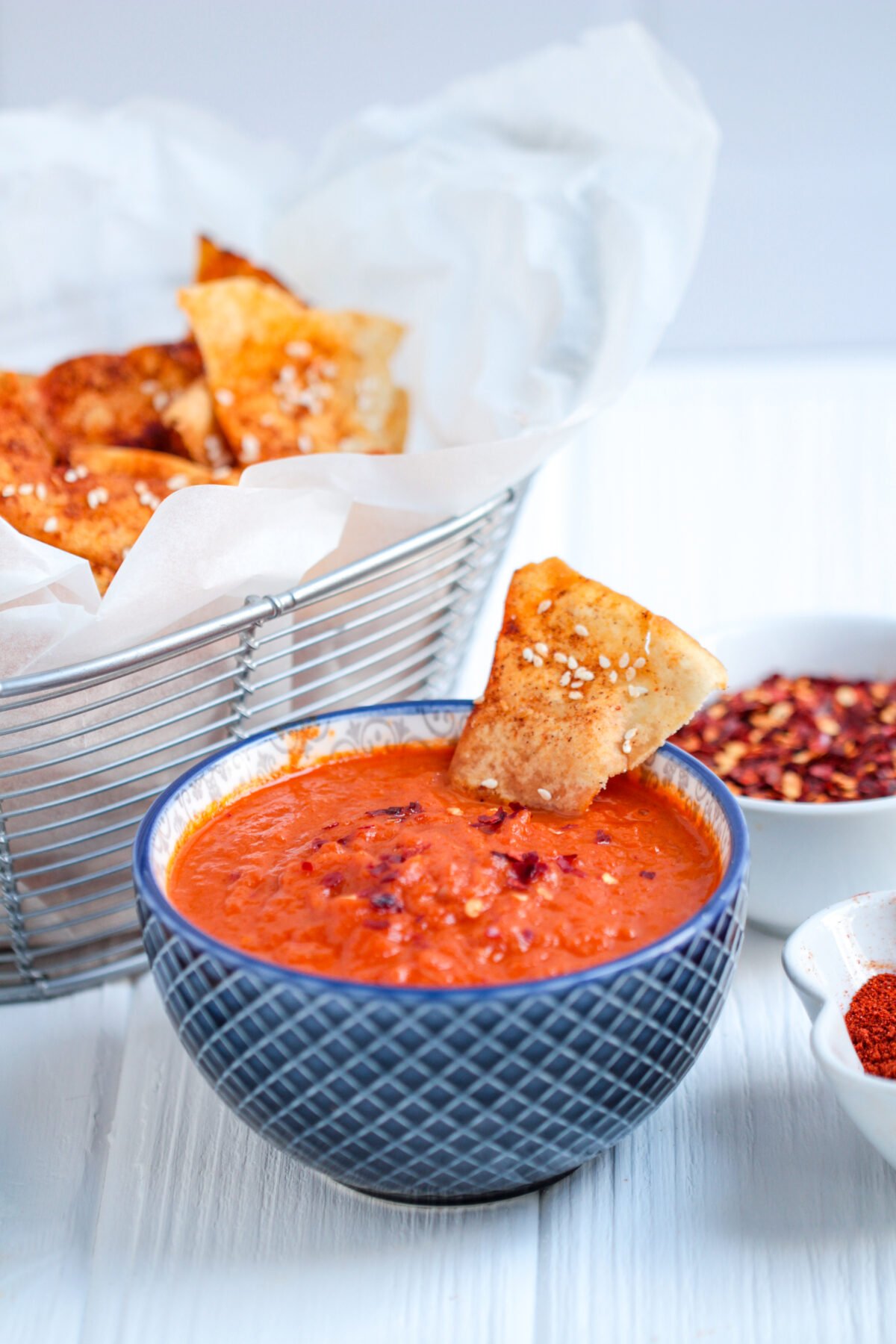 Smoky Spanish tomato dip, or salsa brava, is the perfect appetizer for your next party! Bravas sauce is full of flavour and easy to make!