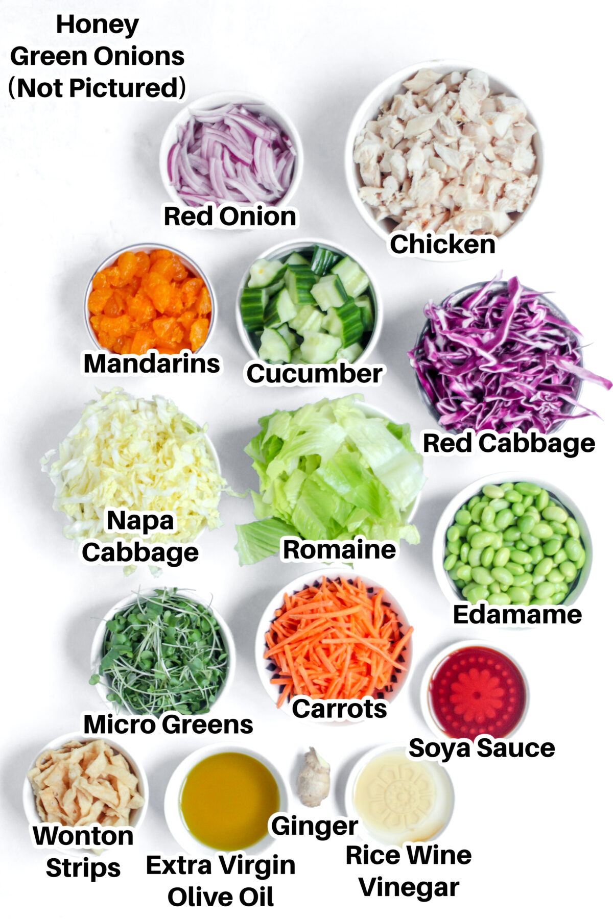 Ingredients for Asian Chicken Salad.