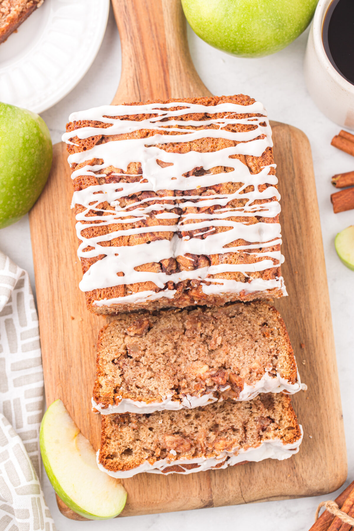 Nothing beats the smell of freshly baked homemade apple cinnamon bread. It's so good, you won't be able to stop at just one slice!