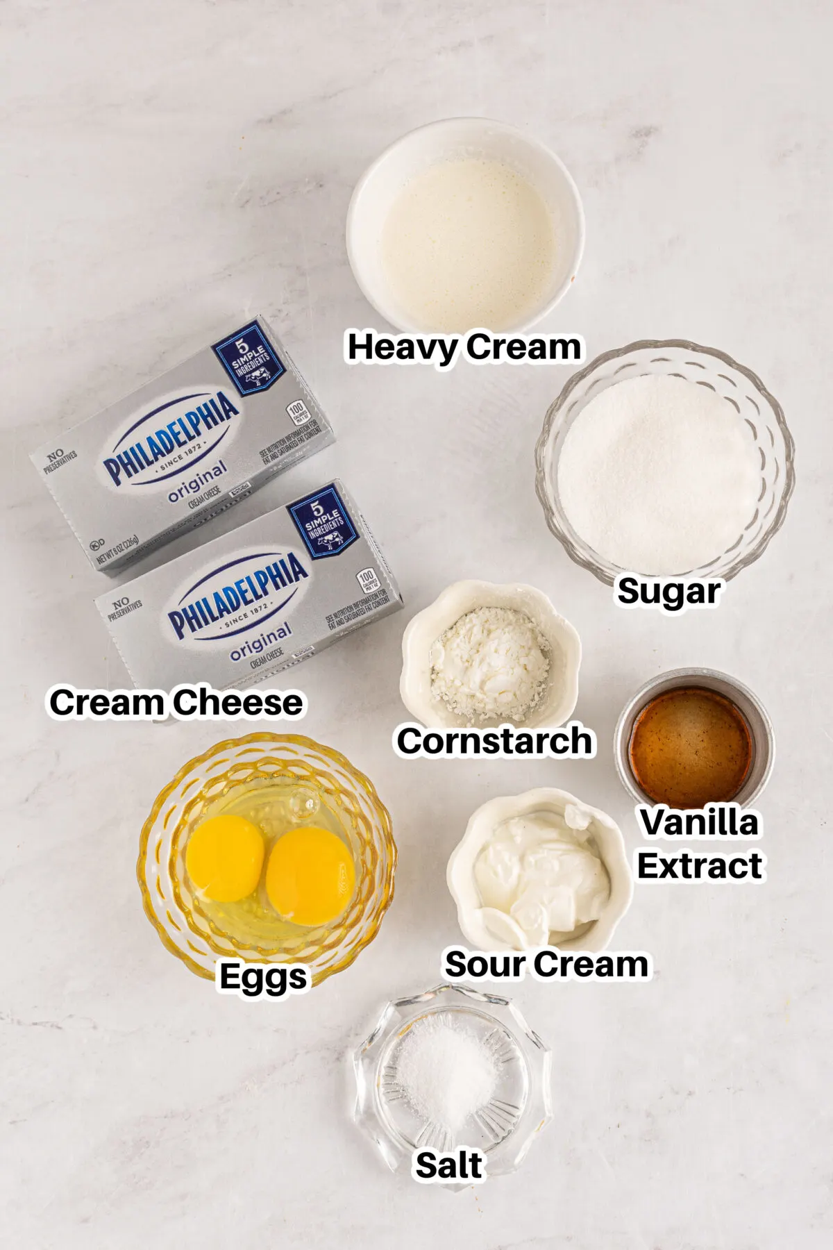 Ingredients for the cheesecake filling.