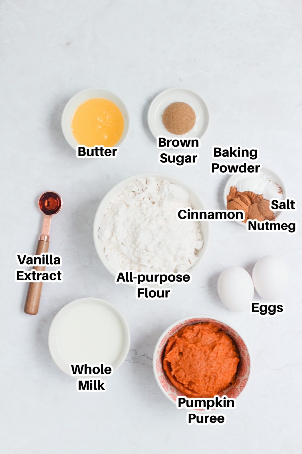 Ingredients for pumpkin waffles.