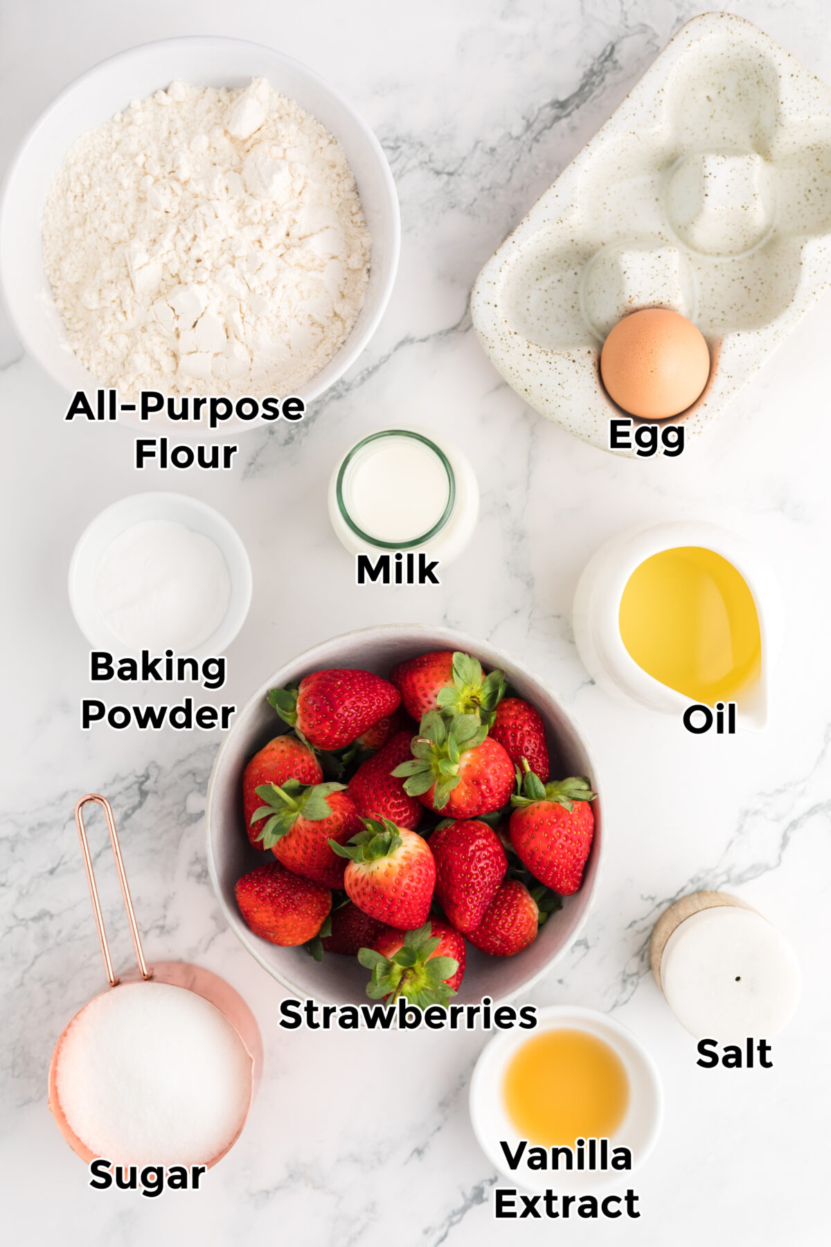 Ingredients for Strawberry Muffins.