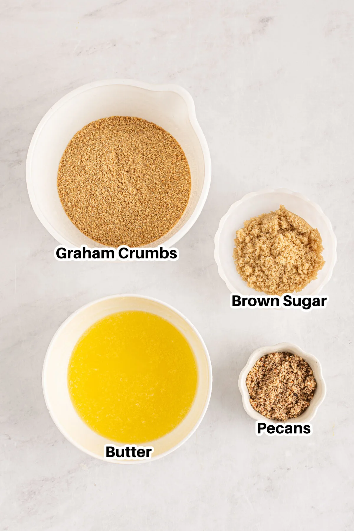 Ingredients for the pecan crust.