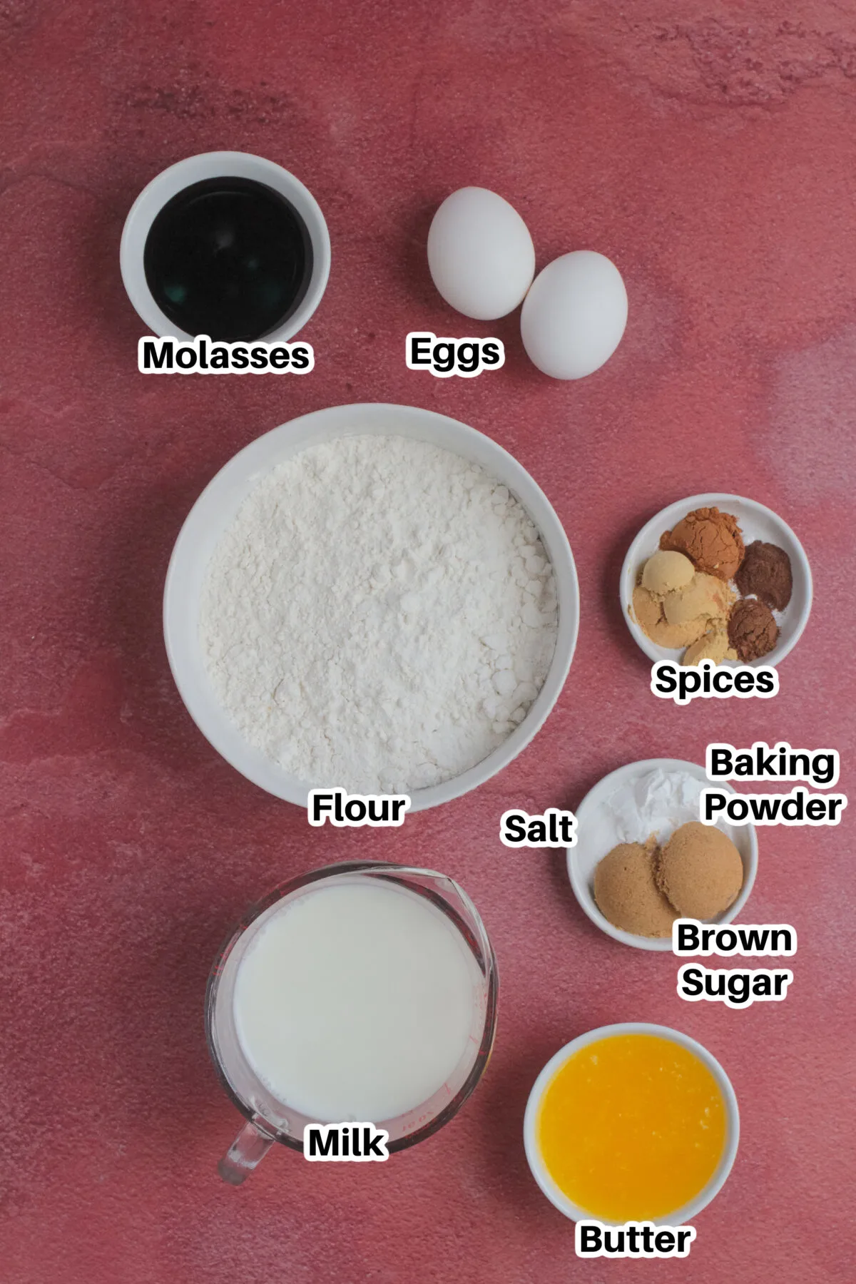 Ingredients for gingerbread waffles