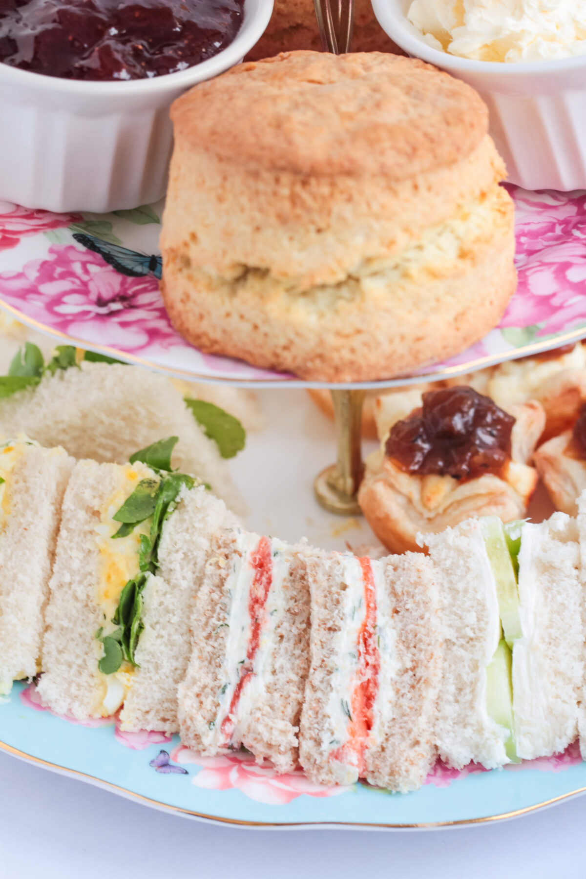 Discover classic afternoon tea sandwiches with our sumptuous egg and cress, refreshing cucumber and cream cheese, and elegant smoked salmon.