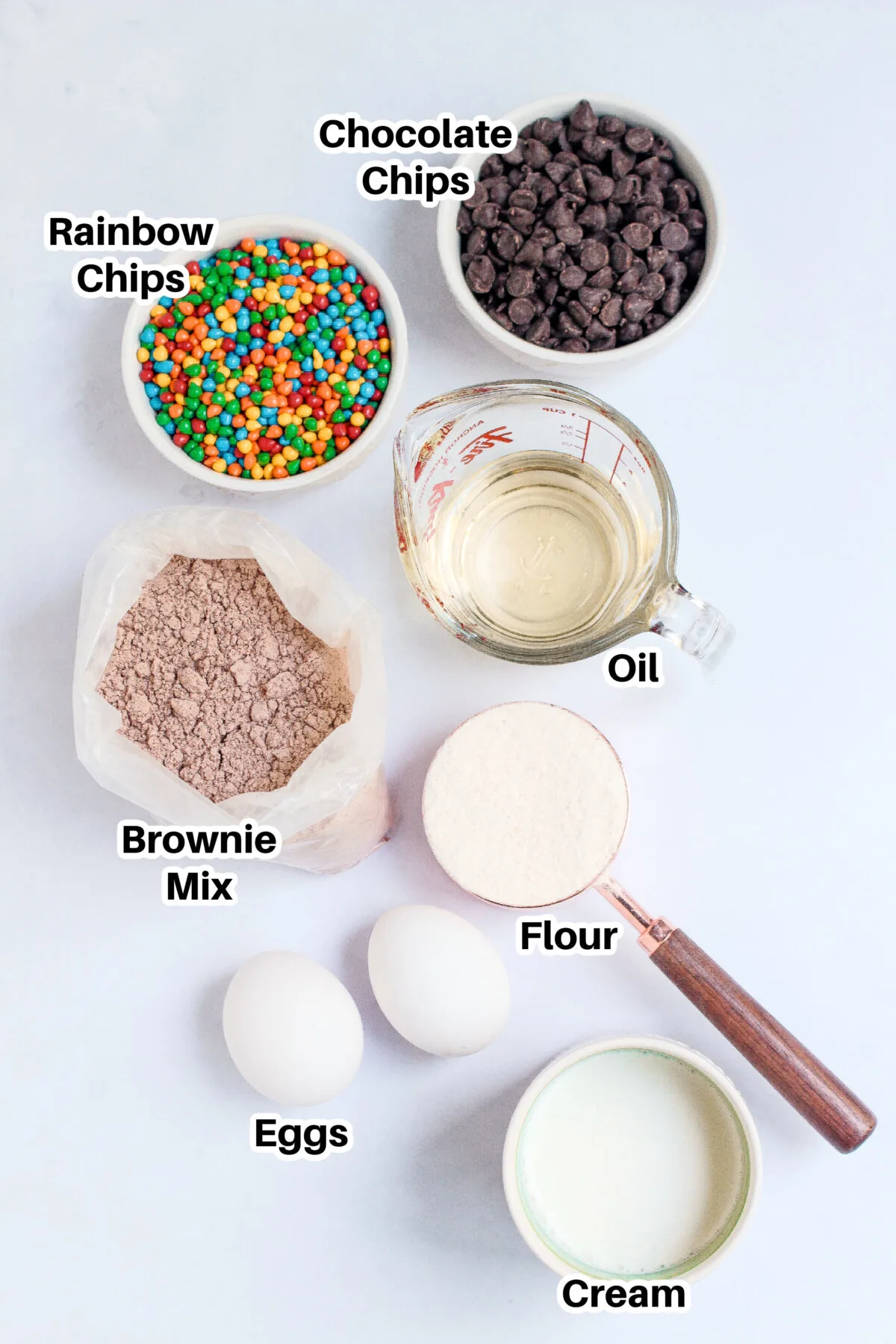 Ingredients for cosmic brownie cookies.