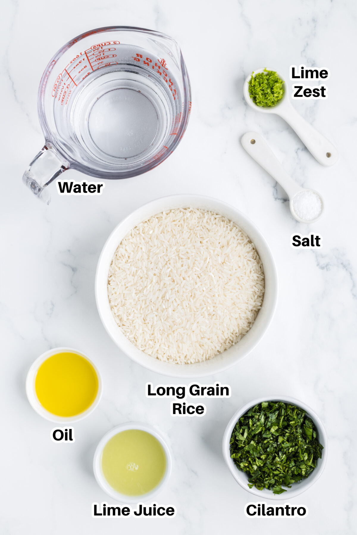 Cilantro lime rice ingredients.