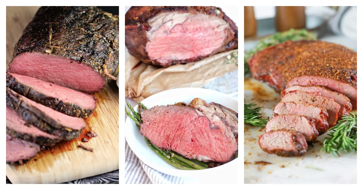 Featured beef roast recipes including sirloin tip roast, prime rib roast, and smoked tri-tip.