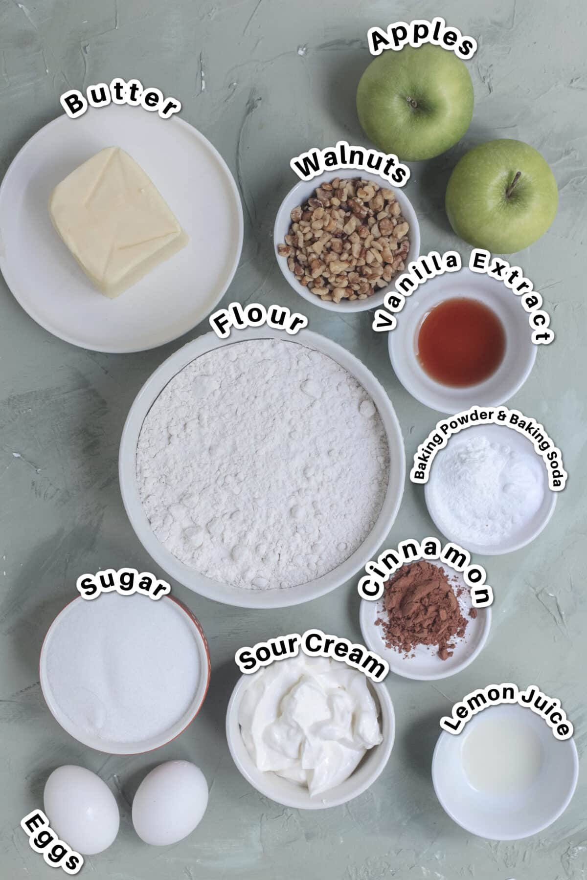 Ingredients for Apple Coffee Cake.