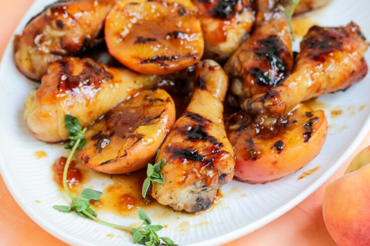 Grilled Peach Glazed Chicken Drumsticks