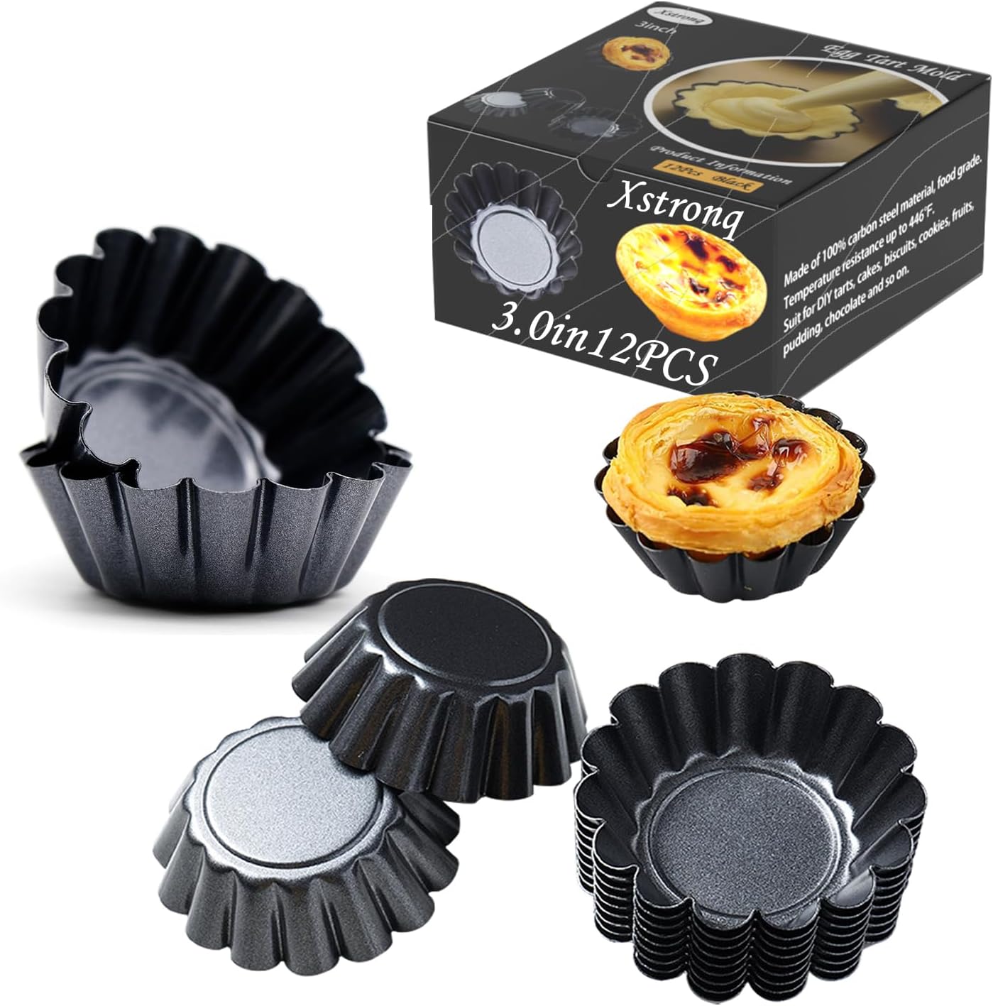 12PCS Tart Pan 3inch