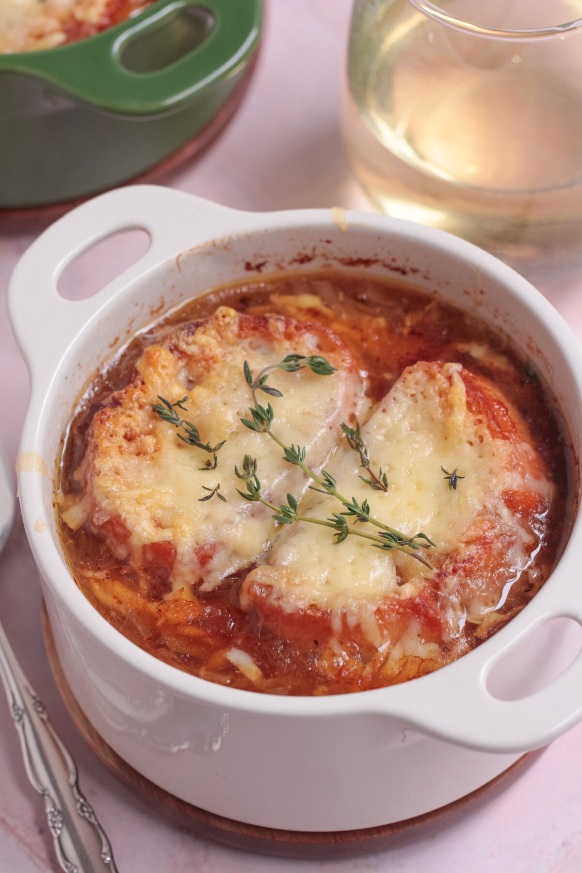A restaurant-worthy French Onion Soup you can make at home, filled with rich flavour and finished with a cheesy, golden topping.