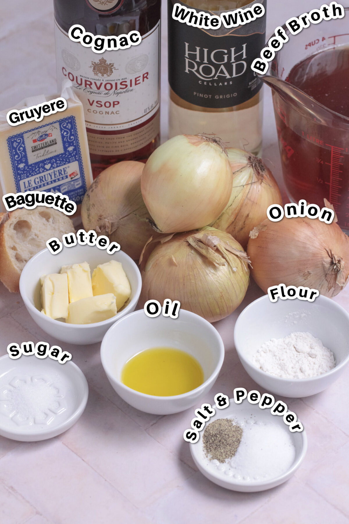 Ingredients for French Onion Soup.