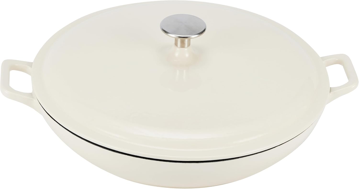 Amazon Basics Covered Round Casserole Skillet with Lid  3.3-Quart